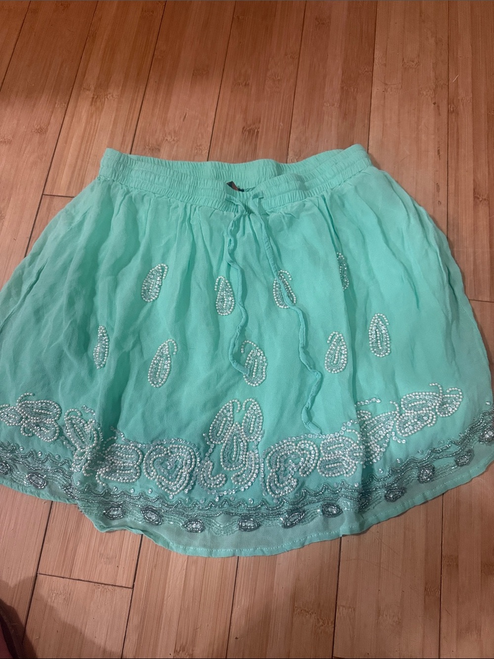 RAGA Mint Green Beaded Circle Skirt